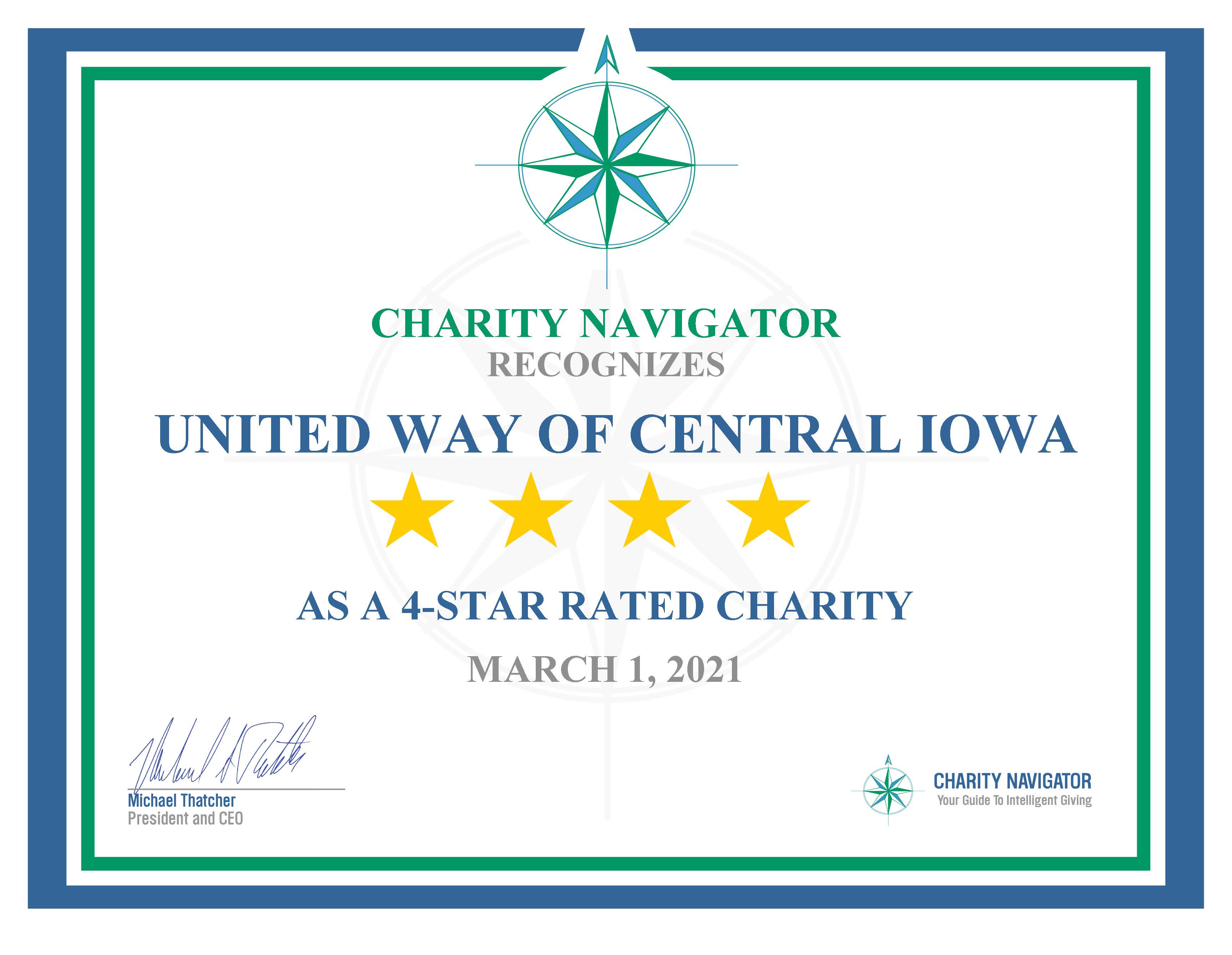 Four-Star Rating from Charity Navigator