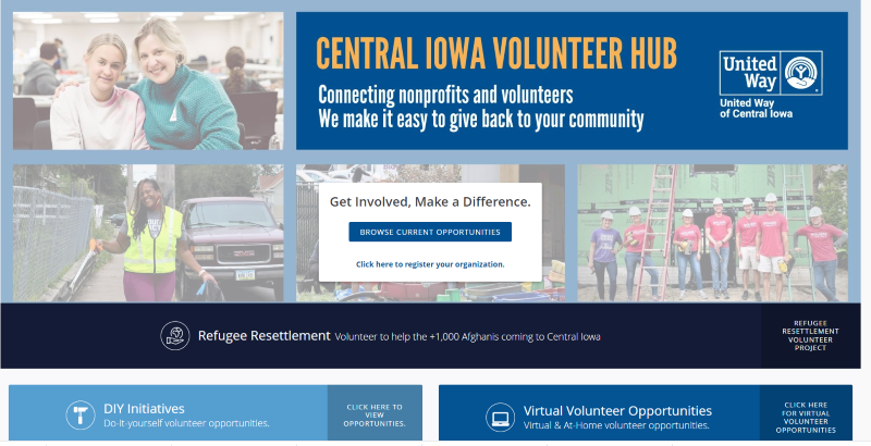 Double your volunteer interest by using the Central Iowa Volunteer Hub